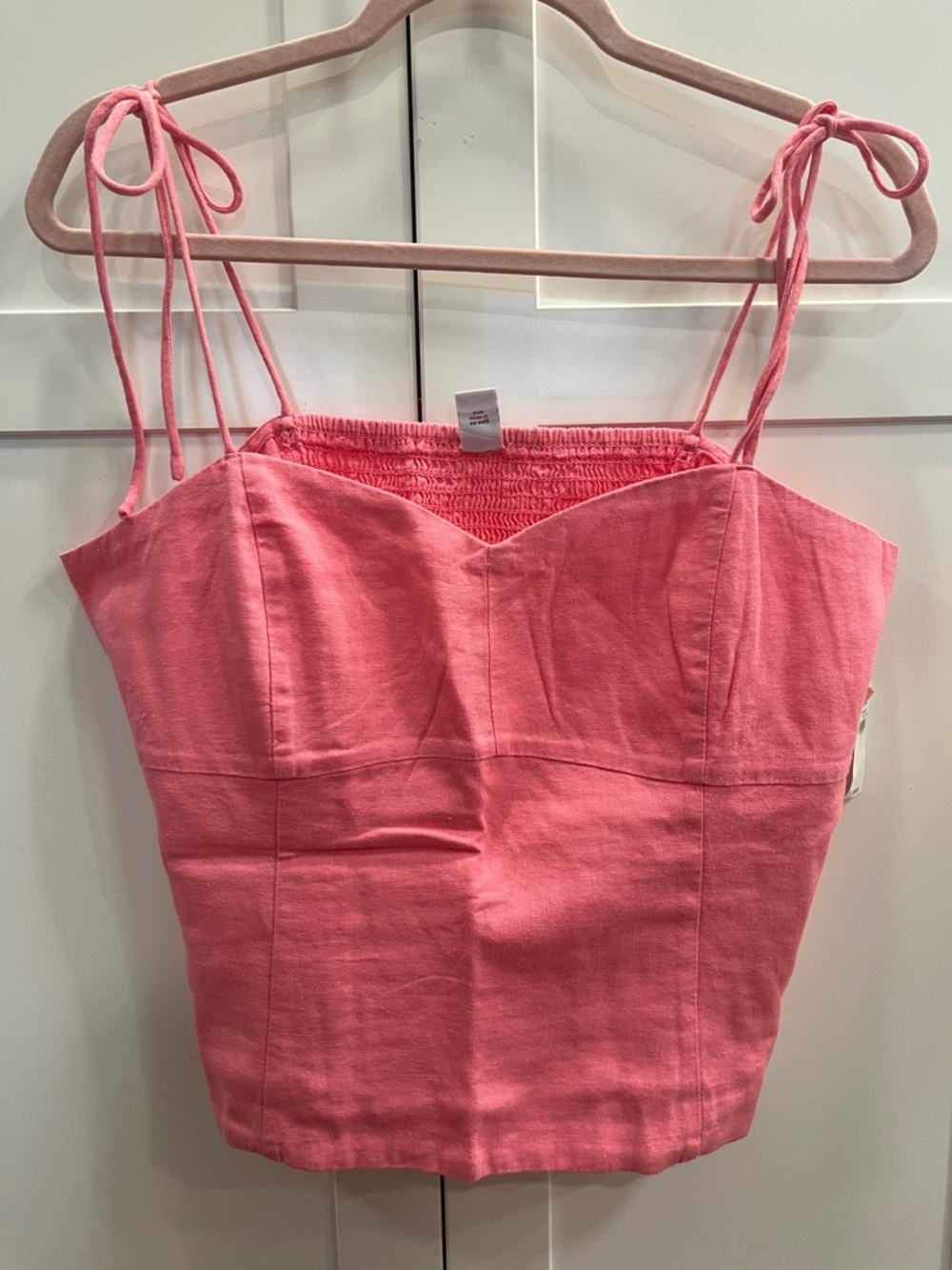 Old Navy Coral Pink Tie-Shoulder Linen-Blend Cami Top